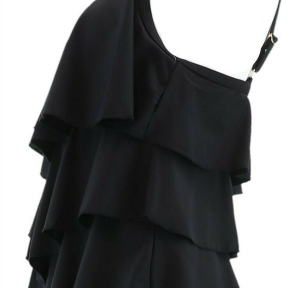 Fit 4 U V-Tiered Romper Swimsuit Black 8 - Picture 4 of 8